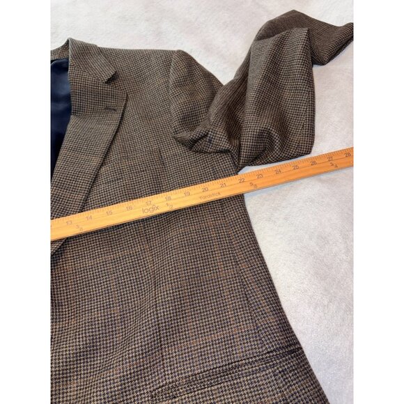 Burberry London Mens 43R Wool Blazer Made USA Brown Micro Houndstooth Coat - Picture 5 of 7